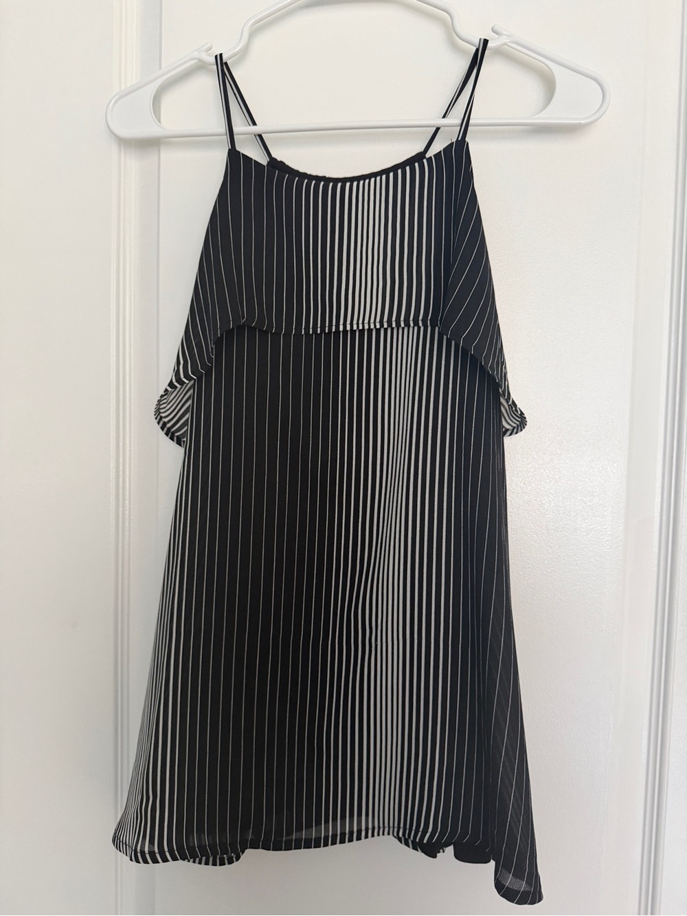 Ann Taylor Black White Striped Layered Tank Top Size Medium
